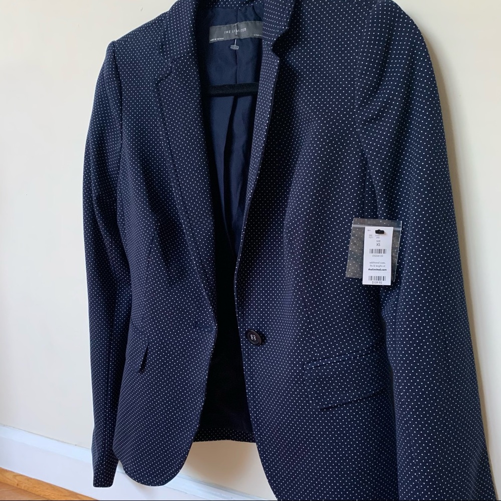 NWT The Limited Navy Polka Dot Blazer Size XS - Picture 2 of 4